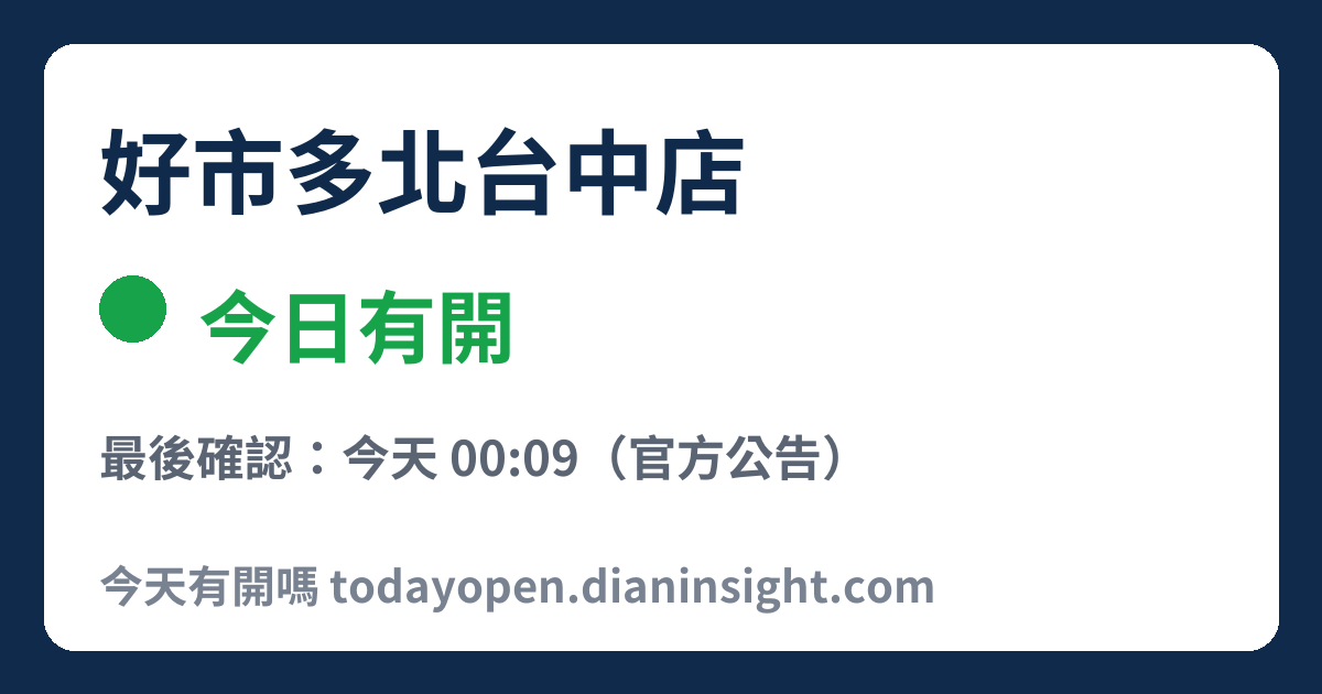 好市多北台中店 今日狀態分享圖