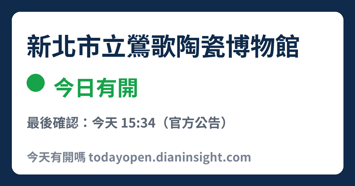 新北市立鶯歌陶瓷博物館 今日狀態分享圖