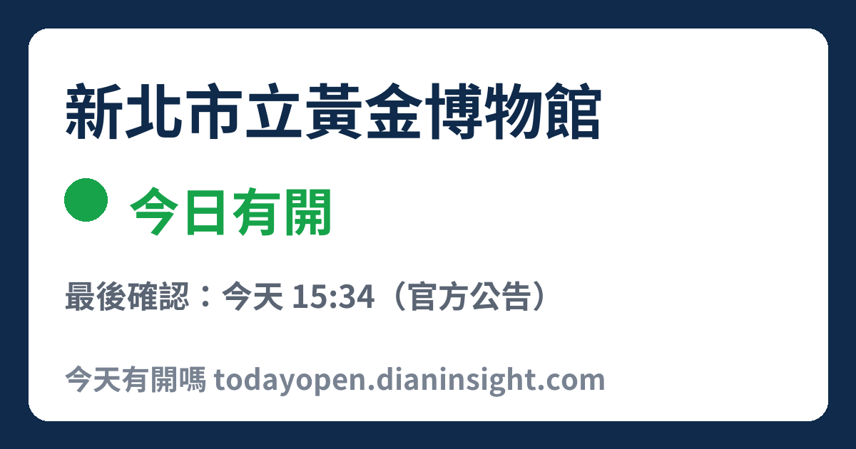 新北市立黃金博物館 今日狀態分享圖